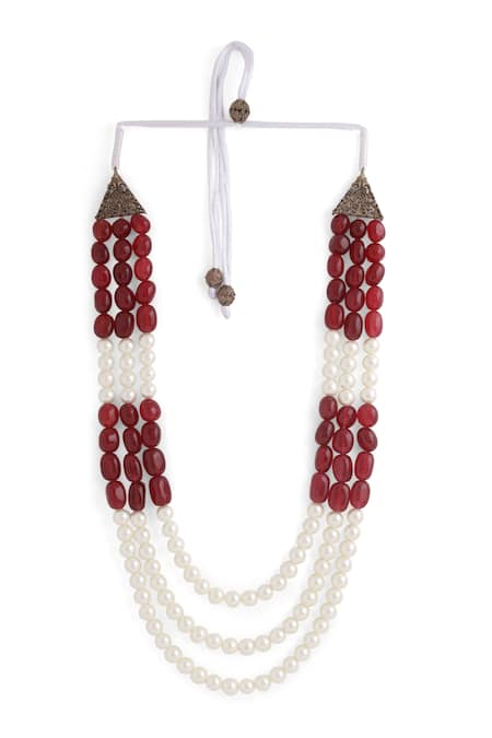 Buy_Cosa Nostraa_Red Vintage Embellished Mala _Online_at_Aza_Fashions