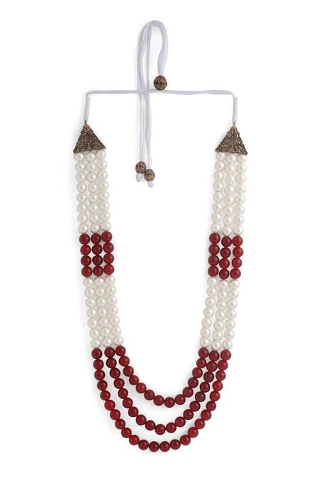 Buy_Cosa Nostraa_Red Dainty Embellished Mala _Online_at_Aza_Fashions