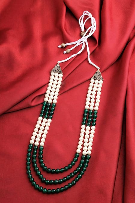 Shop Cosa Nostraa Green Glam Embellished Mala at Aza Fashions Shop_Cosa Nostraa_Green Glam Embellished Mala _at_Aza_Fashions