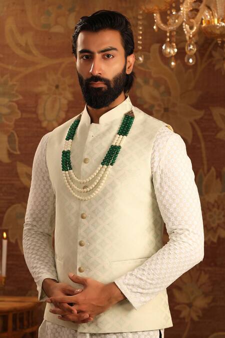 Cosa Nostraa_Green Vogue Embellished Mala _Online_at_Aza_Fashions