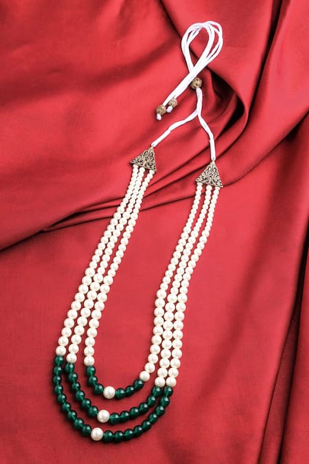 Shop Cosa Nostraa Green Beaded Shine Embellished Mala at Aza Fashions Shop_Cosa Nostraa_Green Beaded Shine Embellished Mala _at_Aza_Fashions