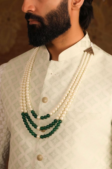 Cosa Nostraa Green Beaded Shine Embellished Mala Online at Aza Fashions Cosa Nostraa_Green Beaded Shine Embellished Mala _Online_at_Aza_Fashions