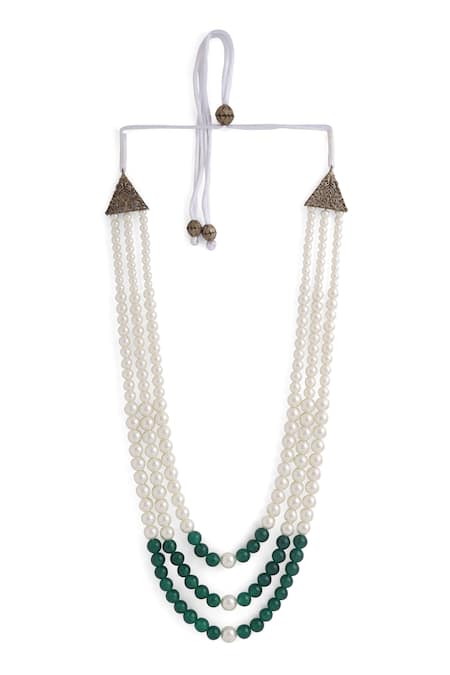Buy Cosa Nostraa Green Beaded Shine Embellished Mala Online at Aza Fashions Buy_Cosa Nostraa_Green Beaded Shine Embellished Mala _Online_at_Aza_Fashions