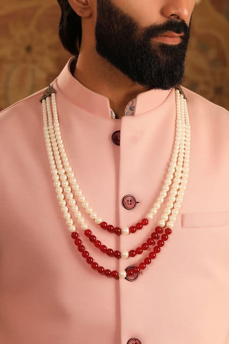 Cosa Nostraa_Red Rave Embellished Mala _Online_at_Aza_Fashions