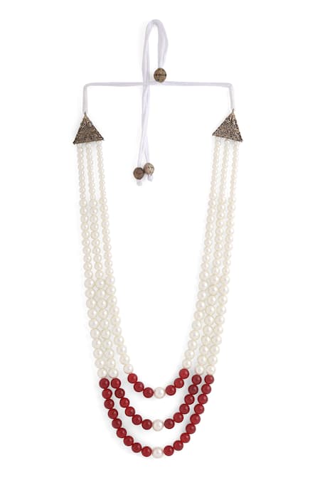 Buy_Cosa Nostraa_Red Rave Embellished Mala _Online_at_Aza_Fashions