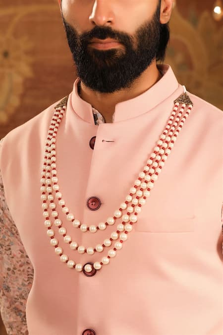 Cosa Nostraa_Red Elite Embellished Mala _Online_at_Aza_Fashions