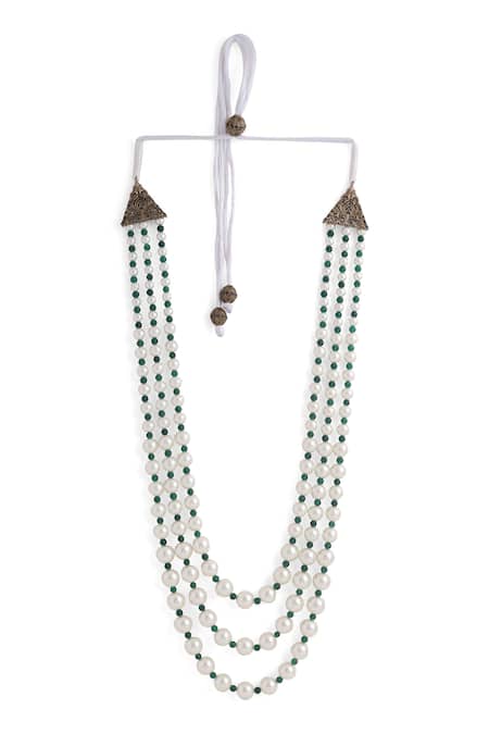 Buy Cosa Nostraa Green Pearl Pride Embellished Mala Online at Aza Fashions Buy_Cosa Nostraa_Green Pearl Pride Embellished Mala _Online_at_Aza_Fashions