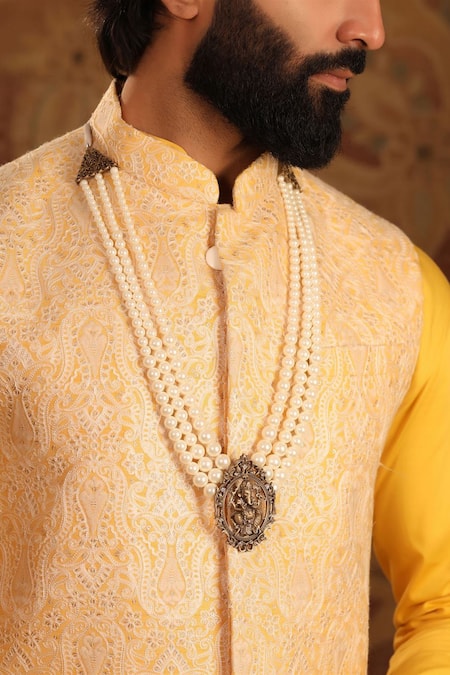 Cosa Nostraa_White Ganesha Bead Embellished Mala _Online_at_Aza_Fashions