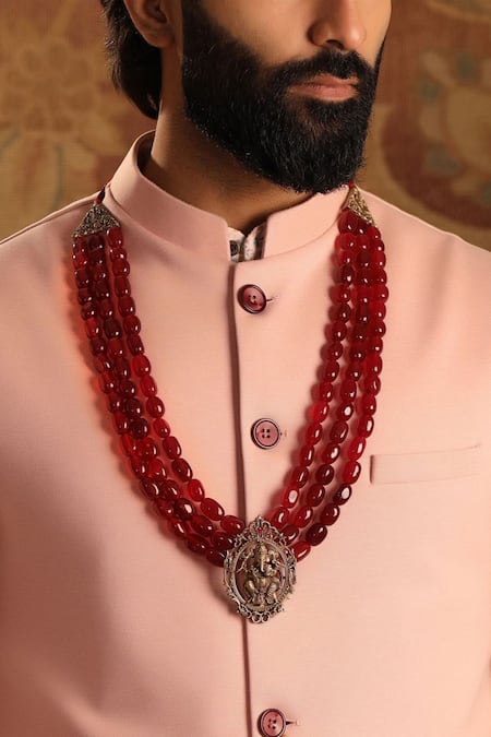 Cosa Nostraa_Red Ganesha Bead Embellished Mala _Online_at_Aza_Fashions