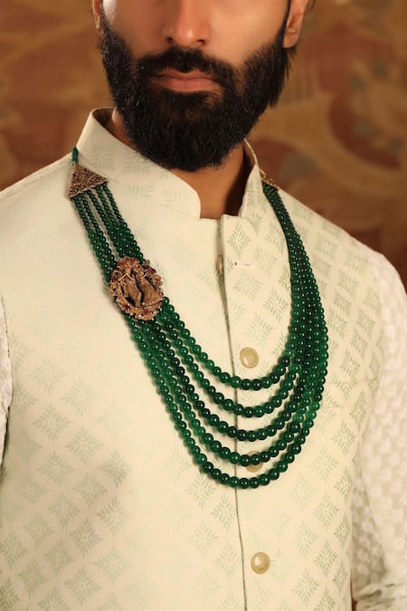 Cosa Nostraa_Green Elegant Ganesha Bead Embellished Mala _Online_at_Aza_Fashions