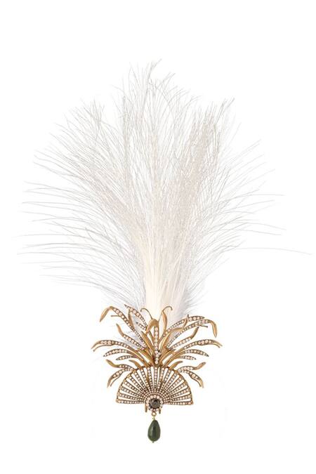 Shop_Cosa Nostraa_Gold Glitter, Stones Royal Shimmer Embellished Kalangi _Online_at_Aza_Fashions