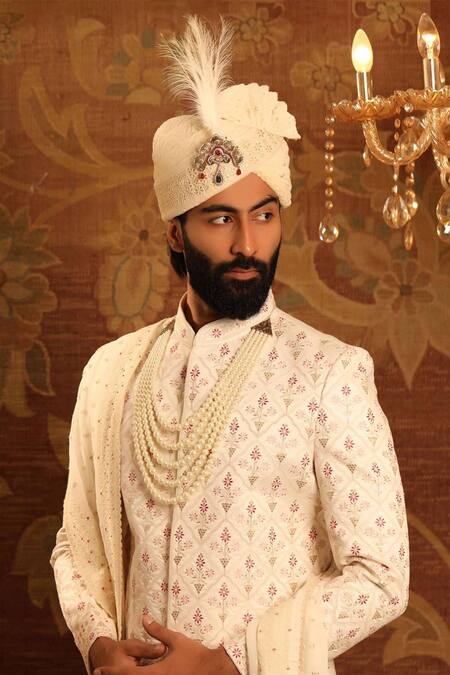 Cosa Nostraa_Gold Beads, Stones Royal Legacy Embellished Kalangi _Online_at_Aza_Fashions