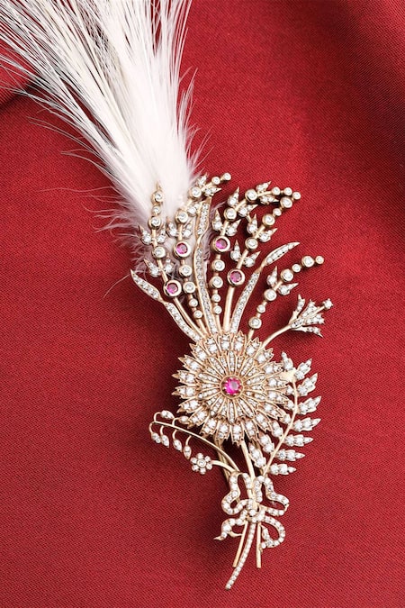 Shop Cosa Nostraa Gold Flower Myth Embellished Kalangi Online at Aza Fashions Shop_Cosa Nostraa_Gold Flower Myth Embellished Kalangi _Online_at_Aza_Fashions