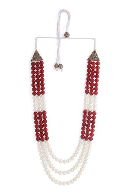 Buy_Cosa Nostraa_Red Poise Embellished Mala _Online_at_Aza_Fashions