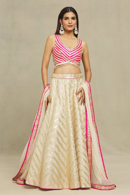 Vandana Sethi Gota Embroidered Bridal Lehenga Set 