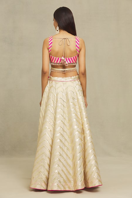 Vandana Sethi Gota Embroidered Bridal Lehenga Set 