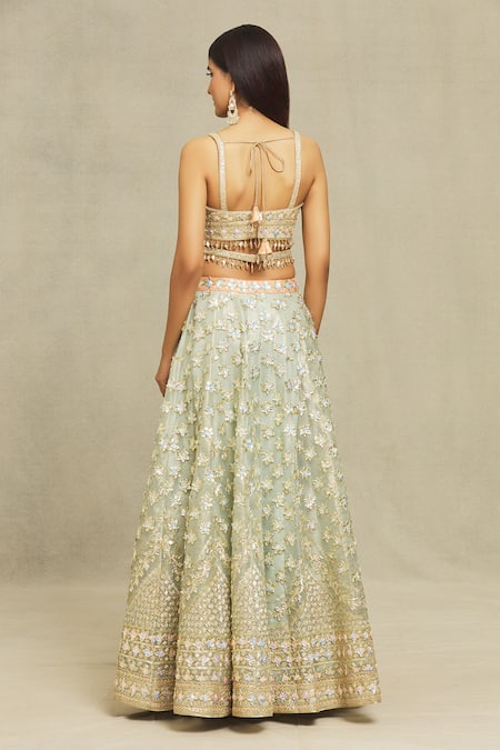 Vandana Sethi Green , Silk Gota Patti, Embroidered Blouse Bridal Lehenga Set Online at Aza Fashions Vandana Sethi_Green , Silk Gota Patti, Embroidered Blouse Bridal Lehenga Set _Online_at_Aza_Fashions