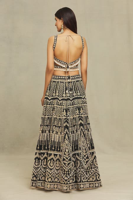 Vandana Sethi Pearls Embroidered Blouse Lehenga Set 