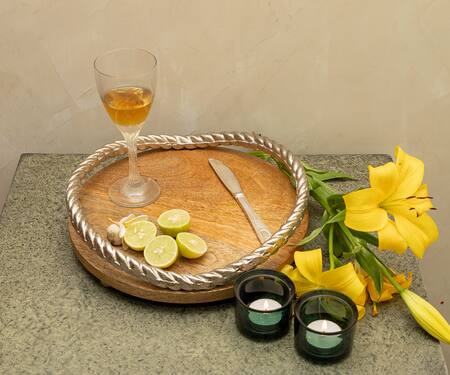 Manor House_Brown Wood Round Tray_Online_at_Aza_Fashions