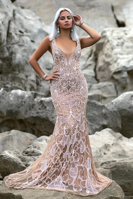 Majestic By Japnah Blossom Embroidered Gown 