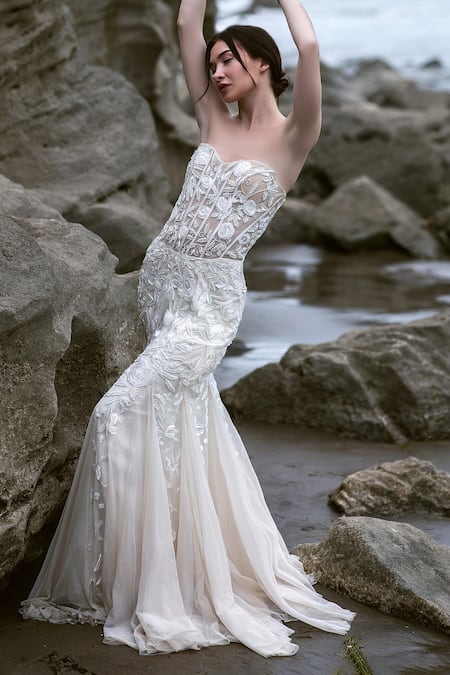 Majestic By Japnah Floral Hand Embroidered Mermaid Gown 