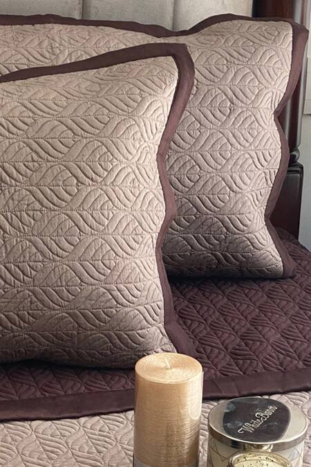 Sadyaska_Brown 300tc Cotton Quilted Reversible Bedsheet Set_Online_at_Aza_Fashions