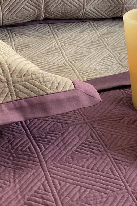 Sadyaska_Purple 300tc Cotton Quilted Reversible Bedsheet Set_Online_at_Aza_Fashions