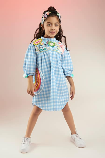 Joey & Pooh Gingham Pattern Dress 