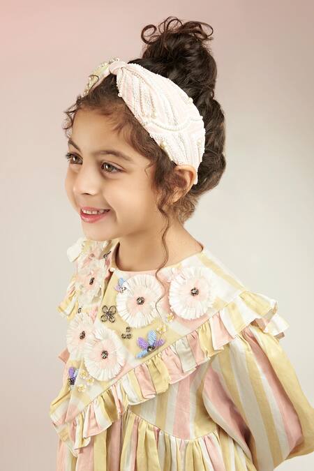Shop_Joey & Pooh_Multi Color Modal, Satin Embroidery Placement Posies Embellished Dress _Online_at_Aza_Fashions