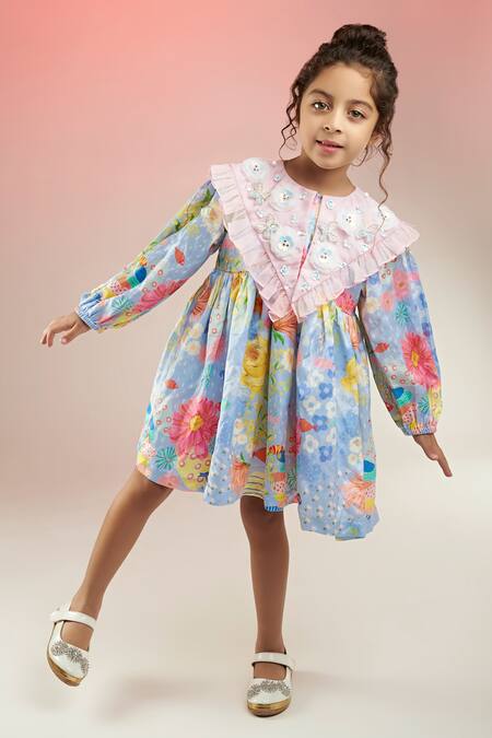 Buy_Joey & Pooh_Multi Color Modal, Satin, Organza Sequins Dandy Bloom Embroidered Dress _Online_at_Aza_Fashions