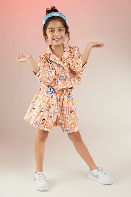 Joey & Pooh Summer Theme Print Jacket With Shorts 