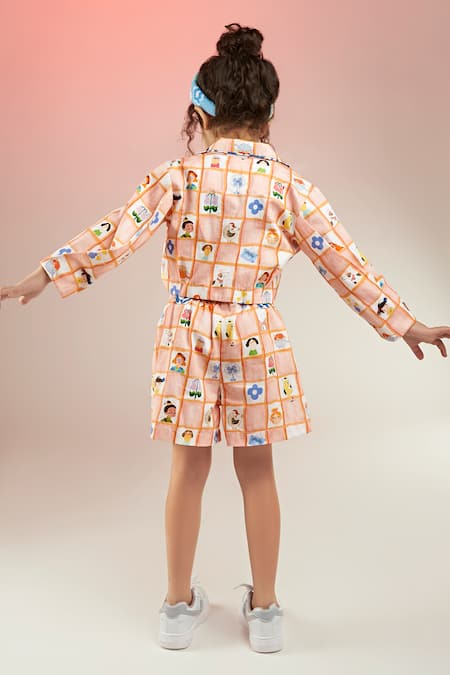 Joey & Pooh Summer Theme Print Jacket With Shorts 