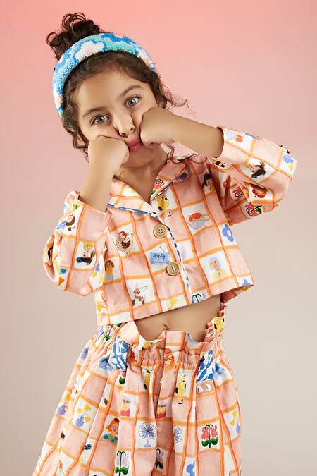 Buy_Joey & Pooh_Multi Color Cotton, Twill Summer Theme Print Jacket With Shorts _Online_at_Aza_Fashions