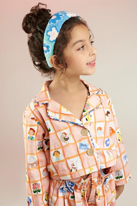 Joey & Pooh_Multi Color Cotton, Twill Summer Theme Print Jacket With Shorts _at_Aza_Fashions