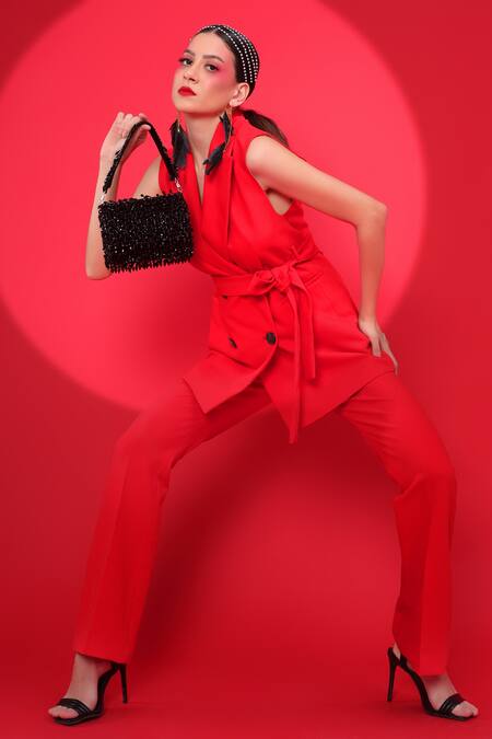 Modarta_Black Pearls, Crystals And Embellished Mini Handbag _Online_at_Aza_Fashions