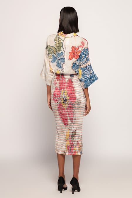 Saaksha & Kinni Periwinkle Bandhani Print Bodycon Skirt 