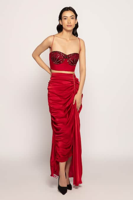 Saaksha & Kinni Draped Silk Skirt 