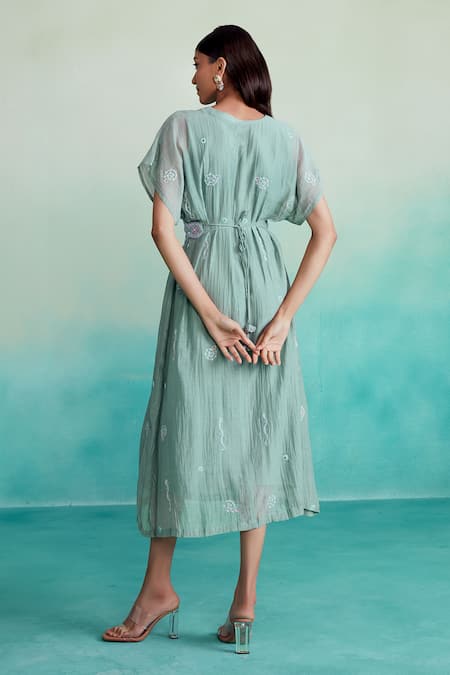 The Right Cut Aquarelle Hand Embroidered Chanderi Dress 