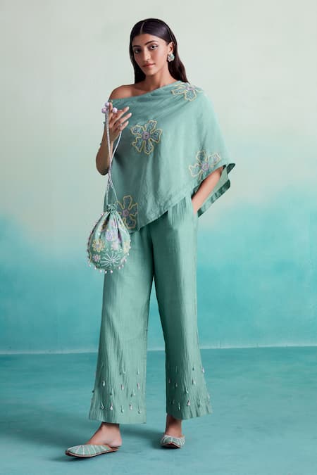 The Right Cut Mintella Floral Embroidered Top & Trouser Set 