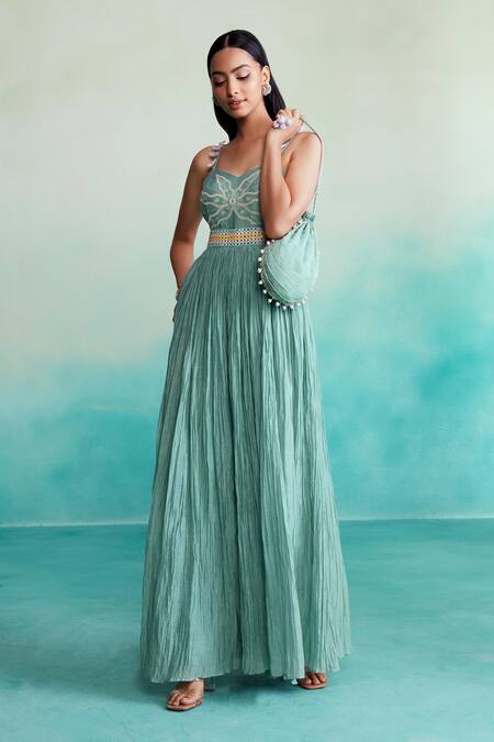 Buy The Right Cut Blue Chanderi Tassels, Embroidery Sweetheart Neck Euphoria Hand Jumpsuit Online at Aza Fashions Buy_The Right Cut_Blue Chanderi Tassels, Embroidery Sweetheart Neck Euphoria Hand Jumpsuit _Online_at_Aza_Fashions