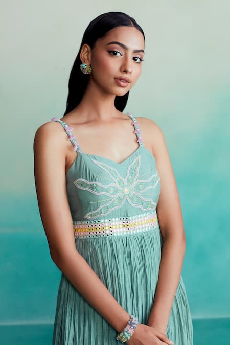 Shop The Right Cut Blue Chanderi Tassels, Embroidery Sweetheart Neck Euphoria Hand Jumpsuit Online at Aza Fashions Shop_The Right Cut_Blue Chanderi Tassels, Embroidery Sweetheart Neck Euphoria Hand Jumpsuit _Online_at_Aza_Fashions