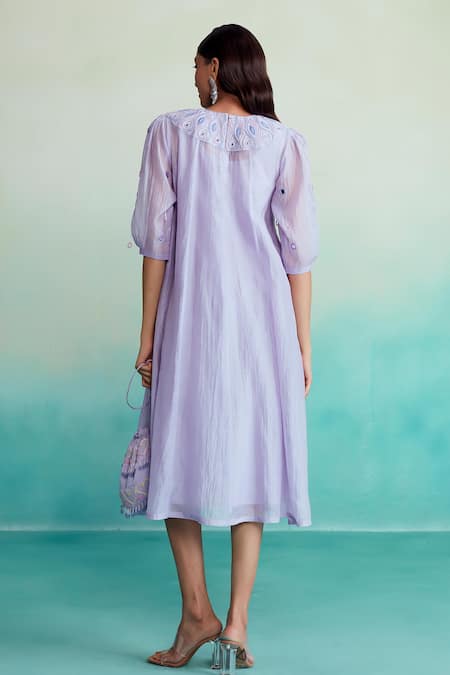 Shop The Right Cut Purple Chanderi Embroidery High Neck Mystique Hand Dress at Aza Fashions Shop_The Right Cut_Purple Chanderi Embroidery High Neck Mystique Hand Dress _at_Aza_Fashions
