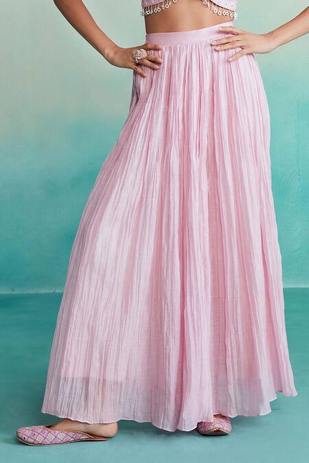 Buy The Right Cut Pink Chanderi Embroidery, Mirrors Asymmetric Hand Blouse Sharara Set Online at Aza Fashions Buy_The Right Cut_Pink Chanderi Embroidery, Mirrors Asymmetric Hand Blouse Sharara Set _Online_at_Aza_Fashions