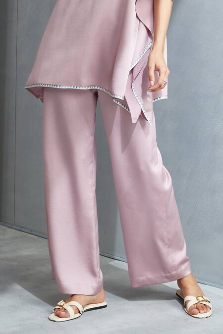 Namrata Joshipura Pink Satin Embellished Sequin Metallic Hexagon Pattern Kaftan And Pant Set Online at Aza Fashions Namrata Joshipura_Pink Satin Embellished Sequin Metallic Hexagon Pattern Kaftan And Pant Set_Online_at_Aza_Fashions