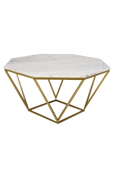 Shop_Manor House_White Iron Signum Marble Hexagon Shaped Coffee _at_Aza_Fashions