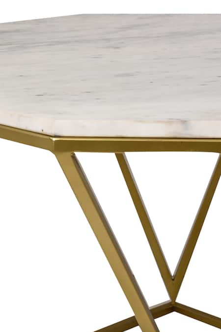 Manor House_White Iron Signum Marble Hexagon Shaped Coffee _Online_at_Aza_Fashions