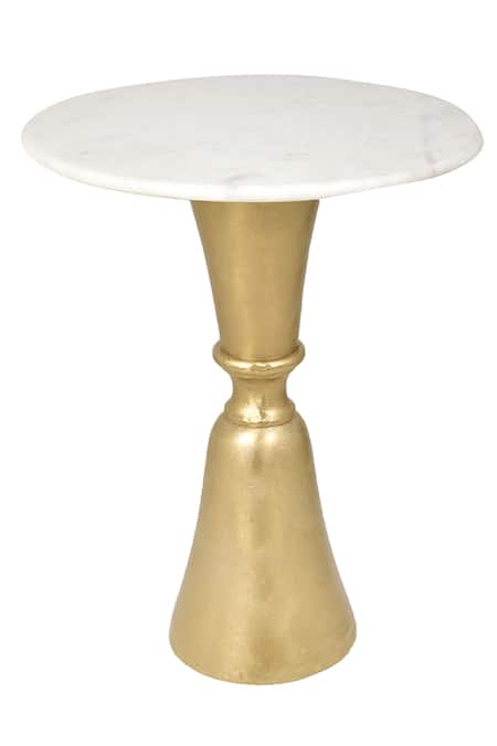 Shop_MANOR HOUSE_White Aluminium Minimalistic Side Table _at_Aza_Fashions