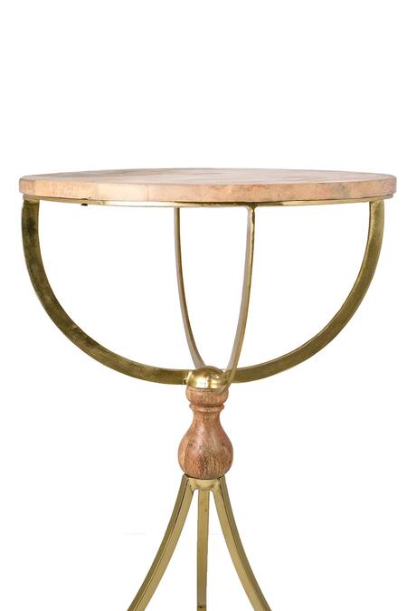 Buy_Manor House_Brown Iron, Natural Wood Top Accent Table_Online_at_Aza_Fashions