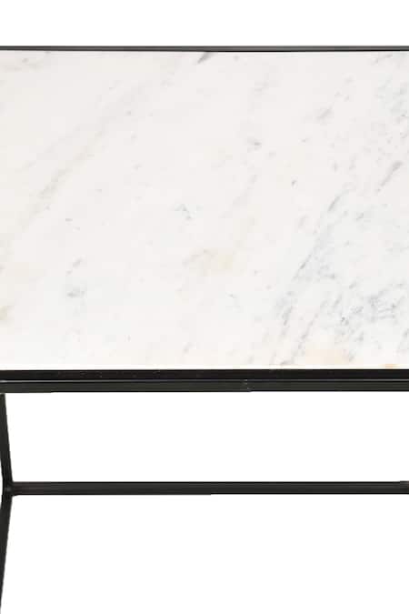 Manor House_White Marble, Iron Square Top Table_Online_at_Aza_Fashions