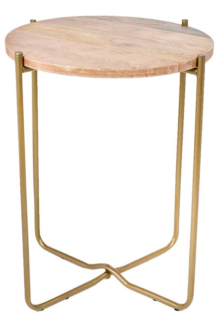 Shop_Manor House_Brown Wood, Iron Antique Brass Table With Top_at_Aza_Fashions